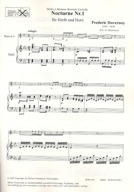 Frederic Nicholas Duvernoy - Nocturne Nr.1 für Horn und Harfe