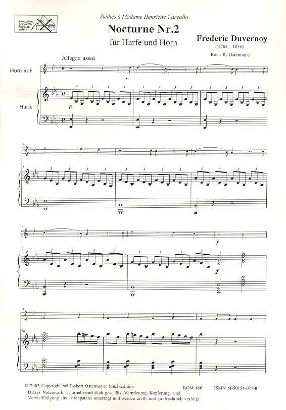 Frederic Nicholas Duvernoy - Nocturne Nr.2 für Horn und Harfe