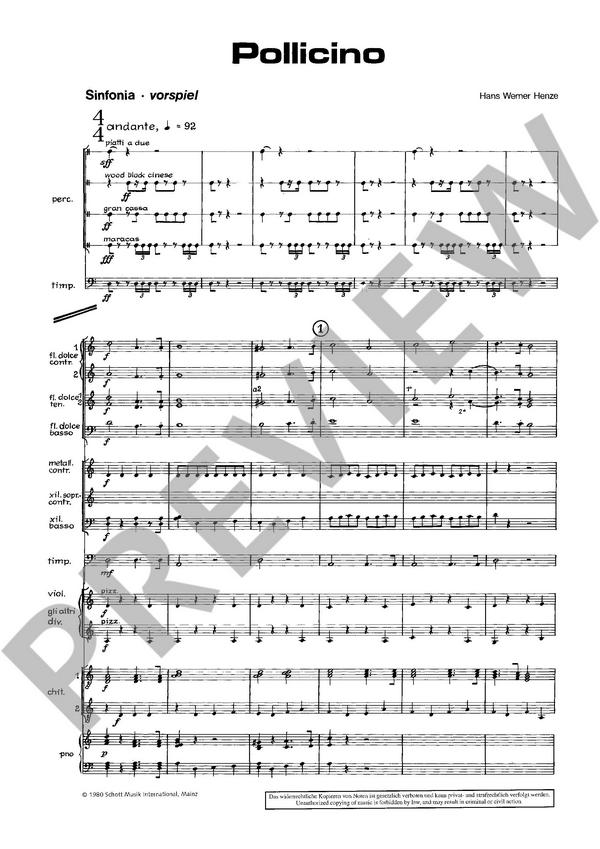 Hans Werner Henze - Pollicino für Darsteller und Instrumente