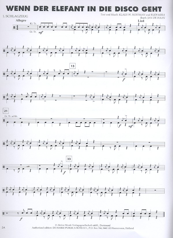 Bläserklasse live für Schlagzeug