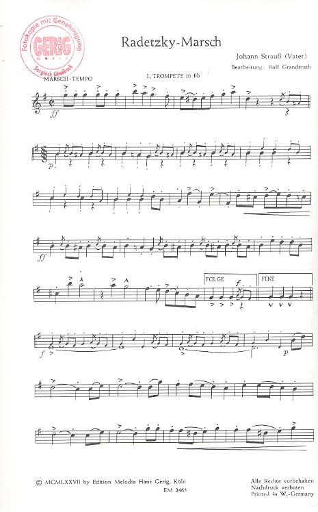 Johann (Vater) Strauß - Radetzky-Marsch für Salonorchester