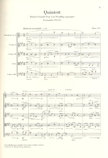 Max Reger - Quintett A-Dur op.146