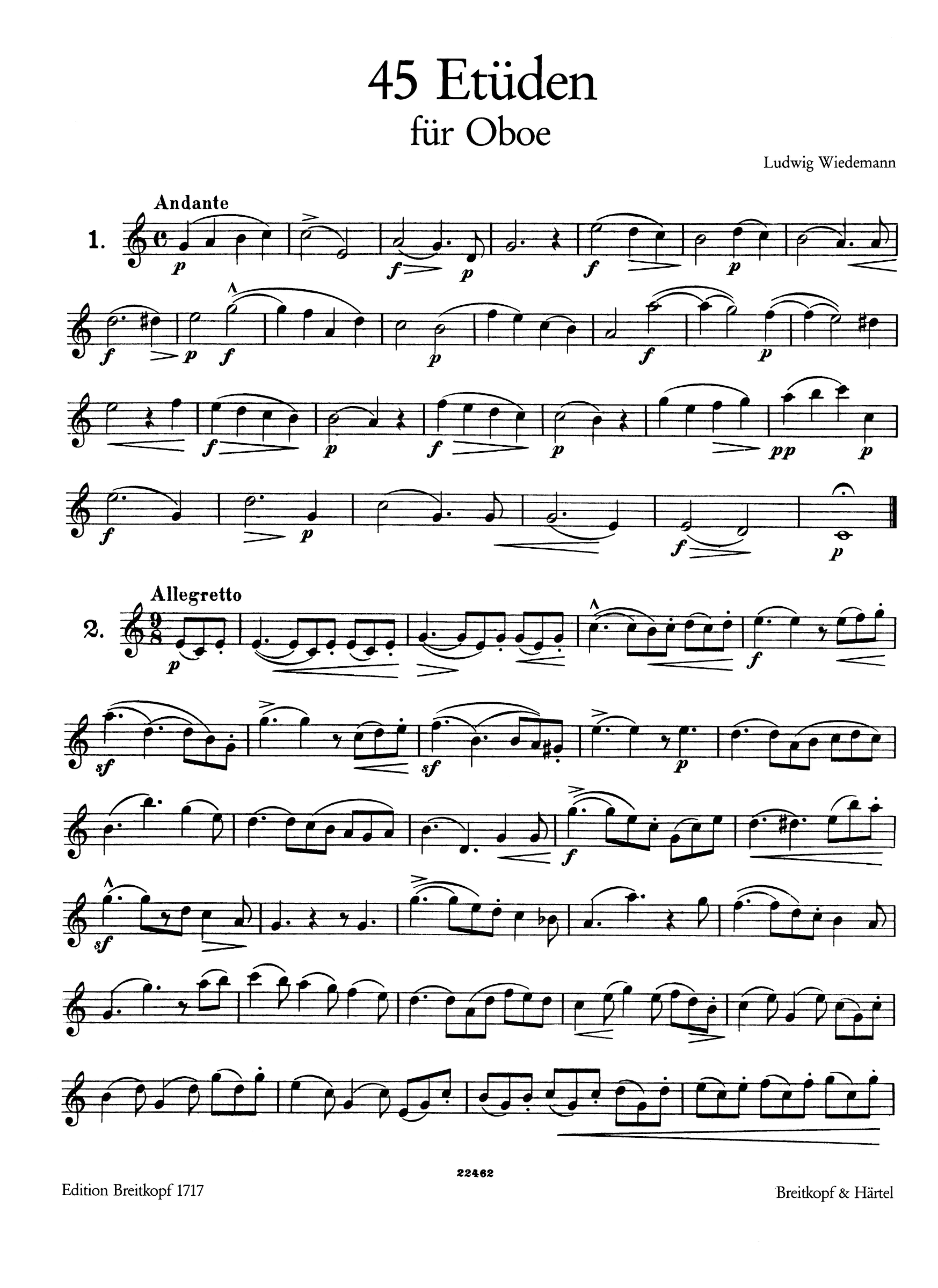  Ludwig Wiedemann - 45 Etüden für Oboe