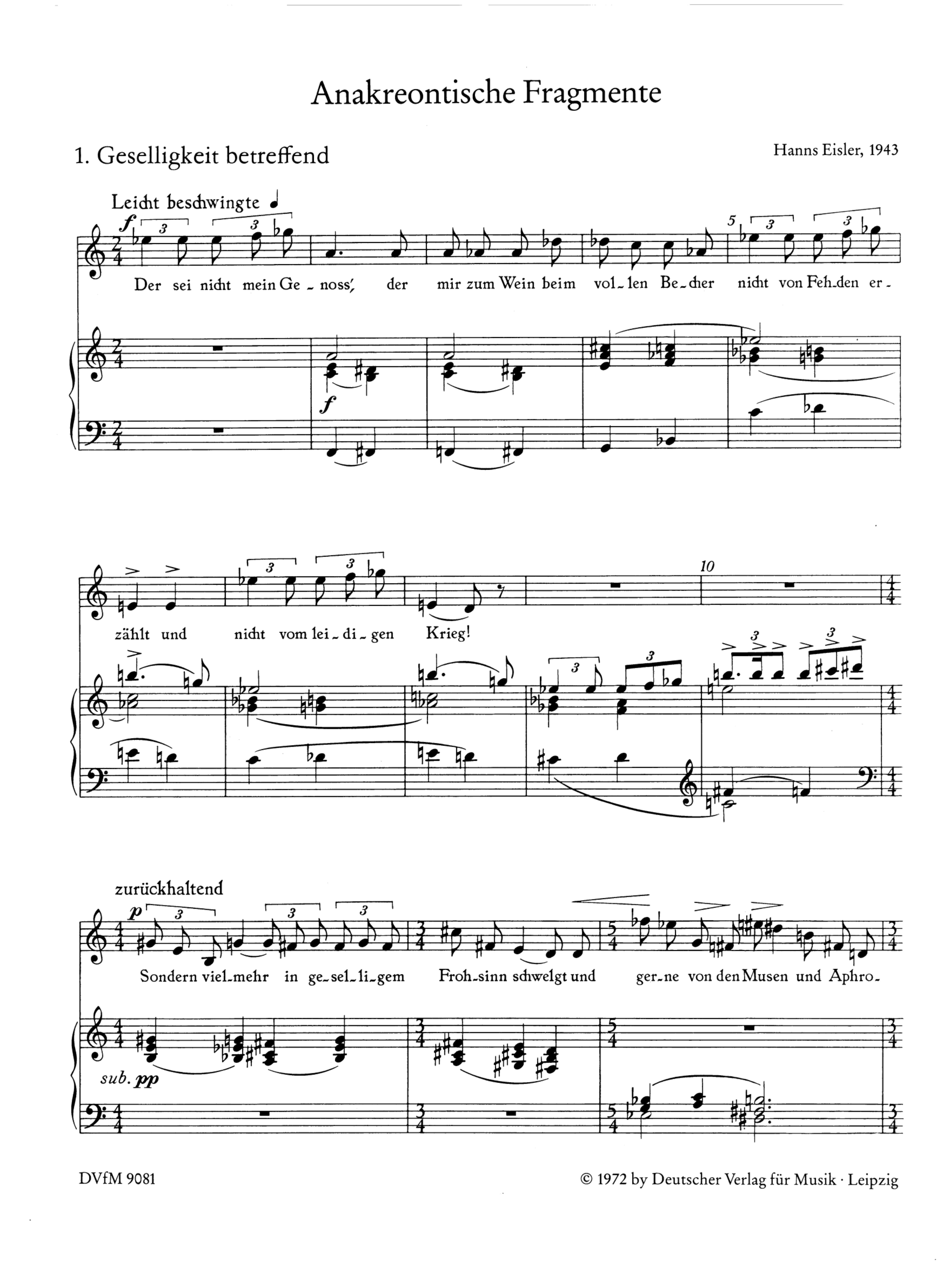 Hanns Eisler - Ausgewählte Lieder Band 1 für