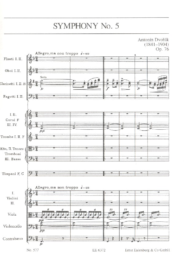 Antonín Dvorák - Sinfonie F-Dur Nr.5 op.76 für Orchester