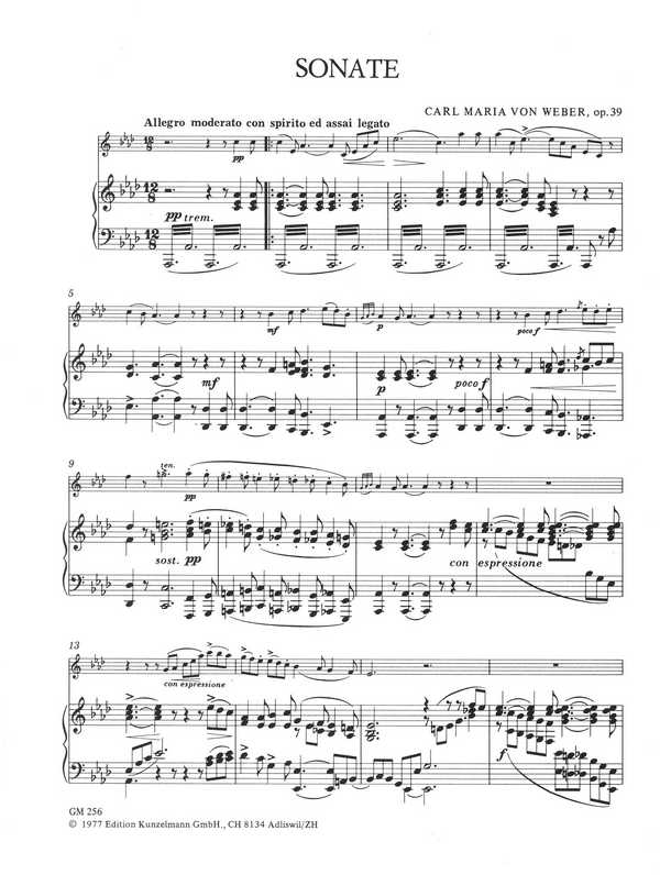 Carl Maria von Weber - Sonate As-Dur op.39 für Flöte und