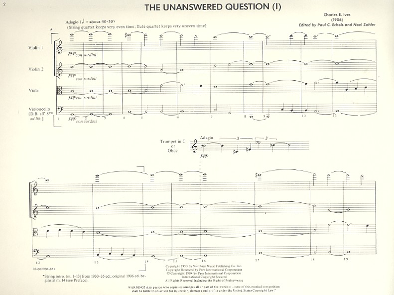 Charles Edward Ives - The unanswered Question for