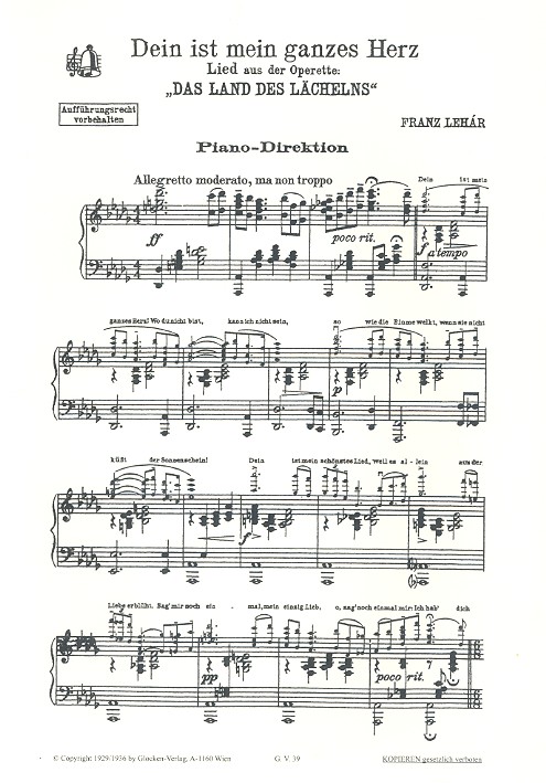 Franz Lehár - Dein ist mein ganzes Herz aus