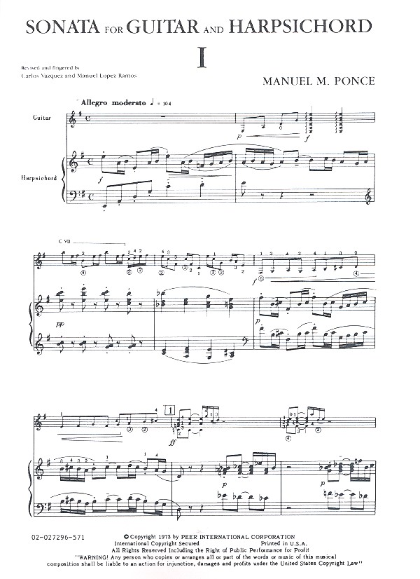 Manuel Maria Ponce - Sonata for guitar and harpsichord