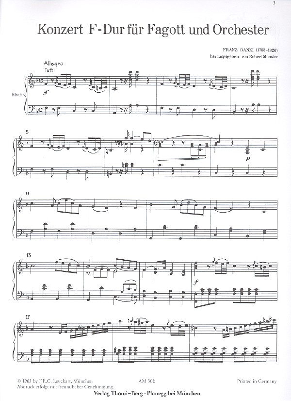 Franz Danzi - Konzert F-Dur für Fagott und Orchester