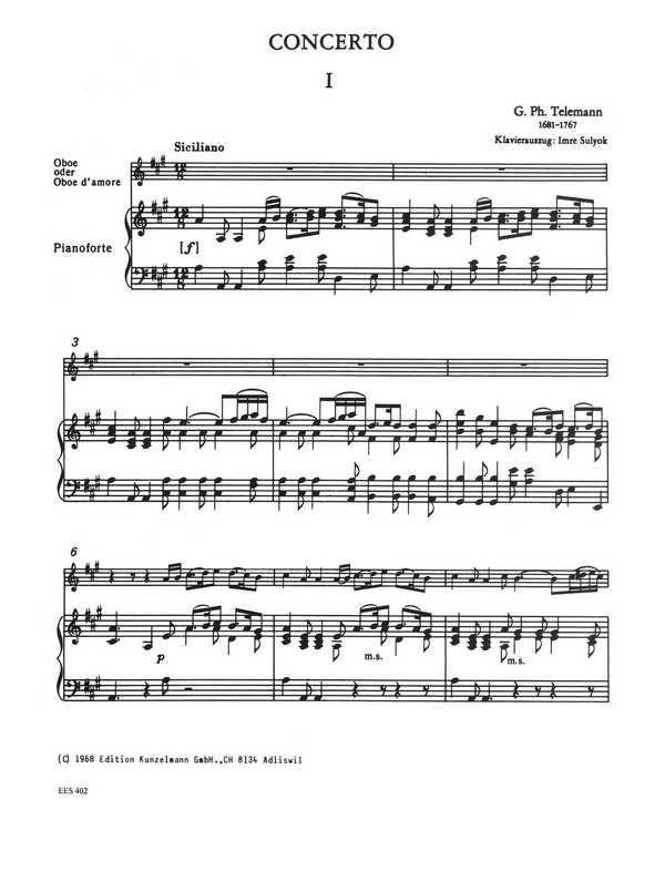 Georg Philipp Telemann - Konzert A-Dur für Oboe d'amore und