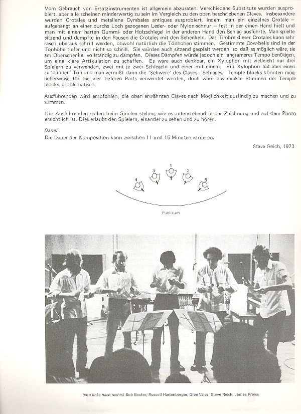 Steve Reich - Music for pieces of wood for