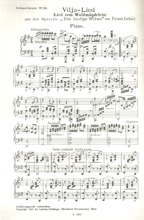 Franz Lehár - Vilja-Lied aus Die lustige Witwe