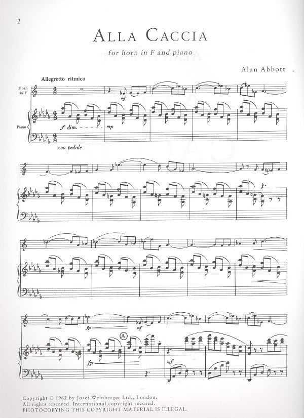 Alain Abbott - Alla caccia für Horn in F