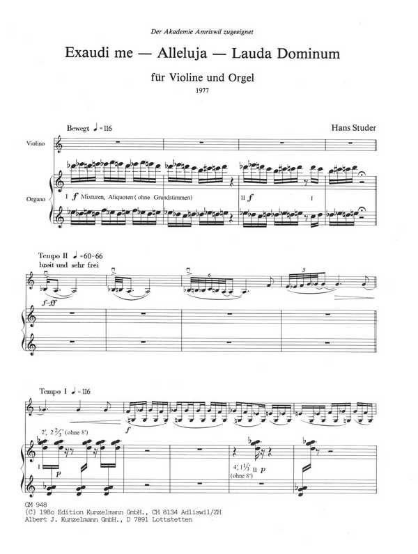 Hans Studer - Exaudi me-alleluja-lauda dominum