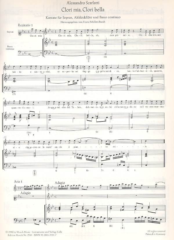 Alessandro Scarlatti - Clori mia, clori bella Kantate