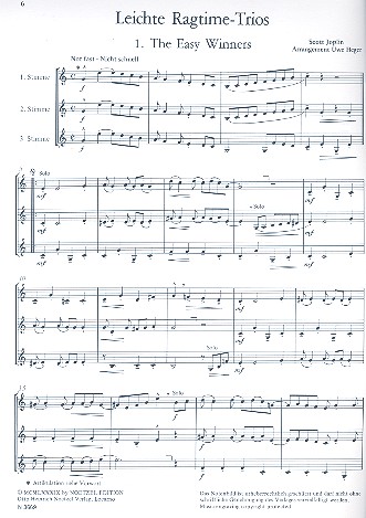  Scott Joplin - Leichte Ragtime-Trios für
