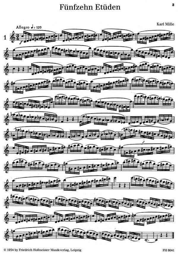 Karl Mille - 15 Etüden für Oboe