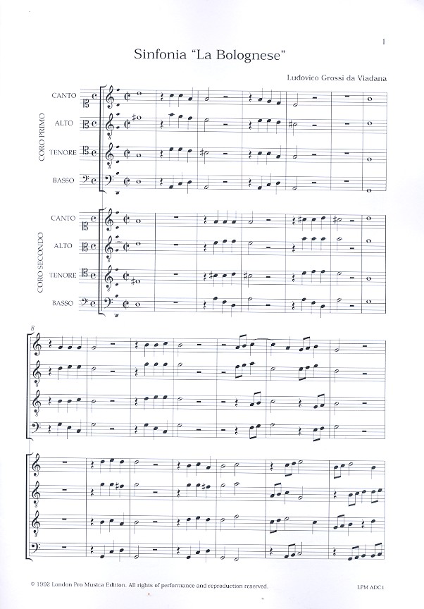 Lodovico Grossi da Viadana - Sinfonia La Bolognese à 8 für