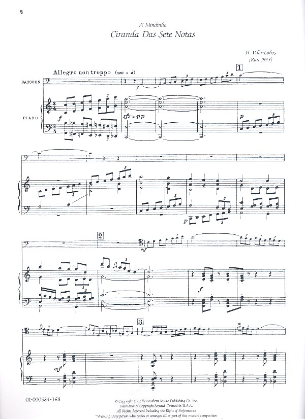 Heitor Villa-Lobos - Ciranda das sete notas for bassoon