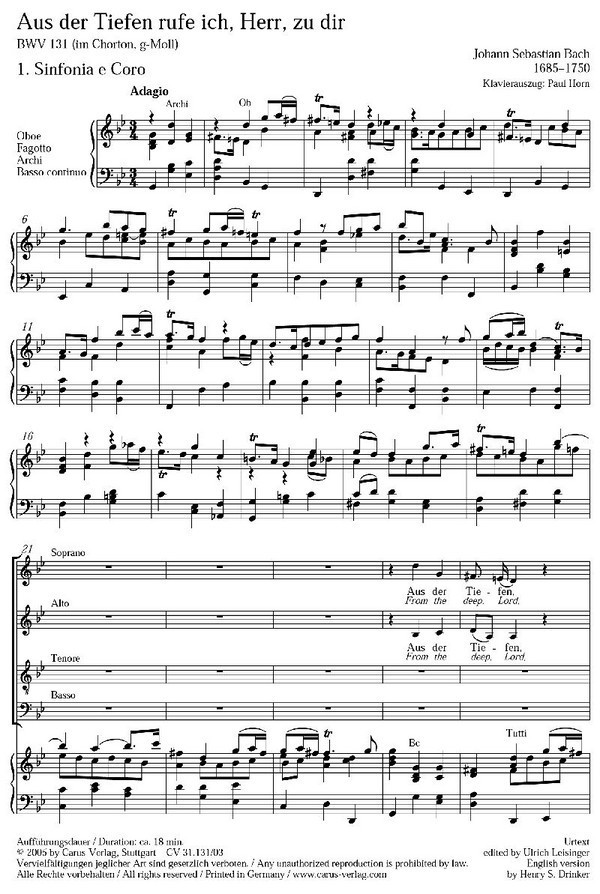 Johann Sebastian Bach - Aus der Tiefen rufe ich Herr zu dir