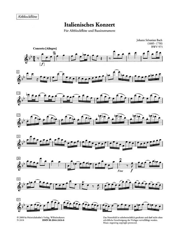  Johann Sebastian Bach - Italienisches Konzert BWV971 für