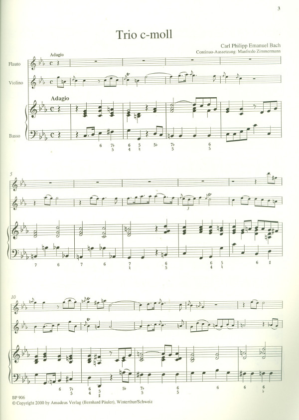 Carl Philipp Emanuel Bach - Triosonate c-moll für Flöte, Violine und bc