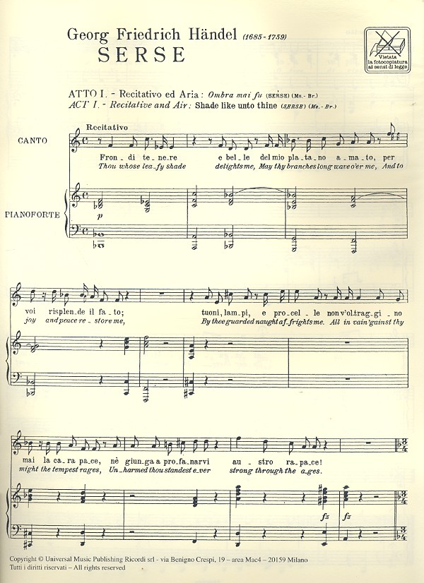 Georg Friedrich Händel - Ombra mai fu für mittlere