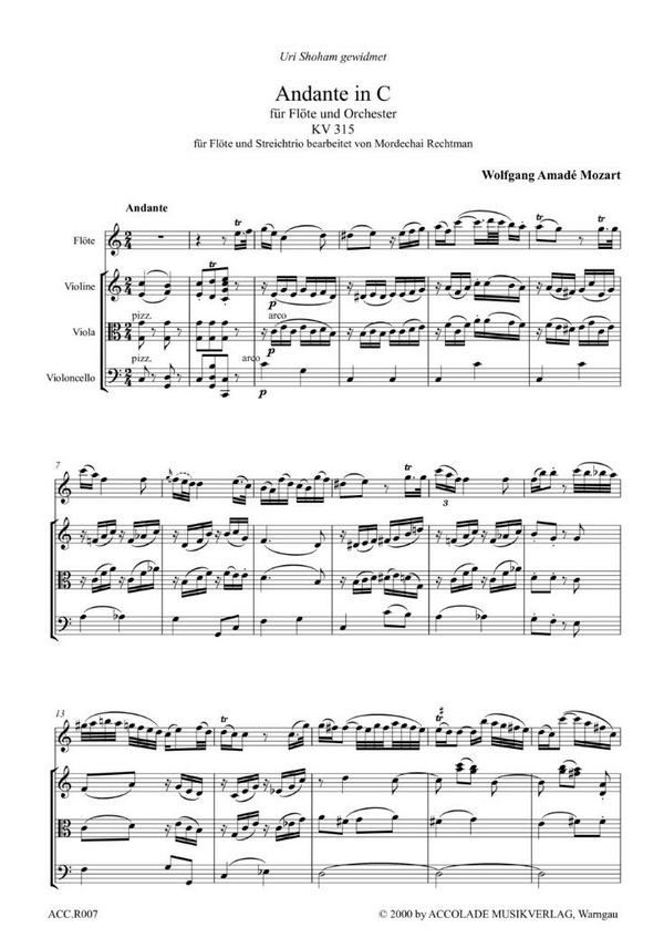 Wolfgang Amadeus Mozart - Andante C-Dur KV315