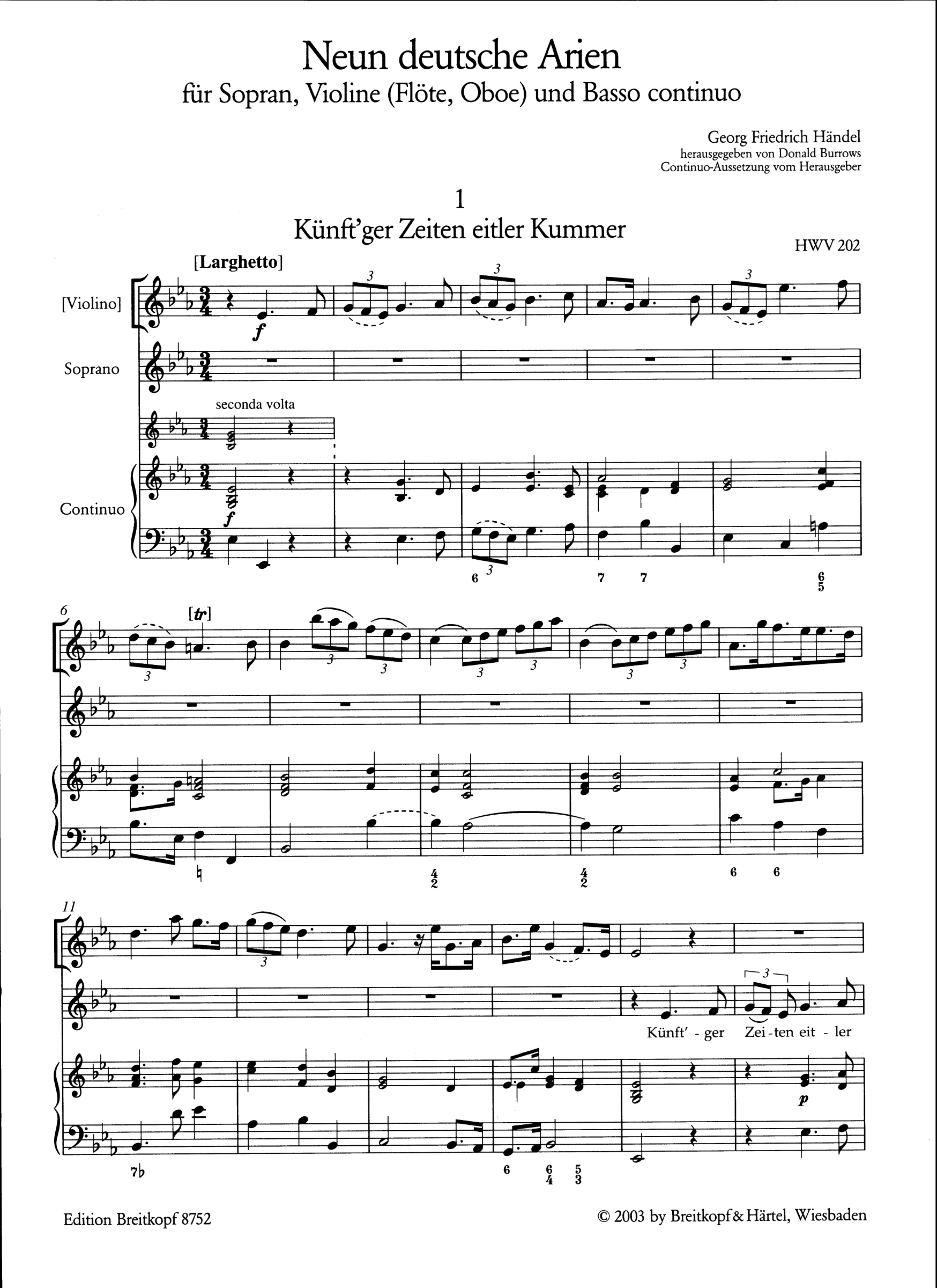 Georg Friedrich Händel - 9 deutsche Arien HWV202-210