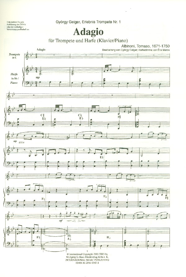 Tomaso Albinoni - Adagio für Trompete