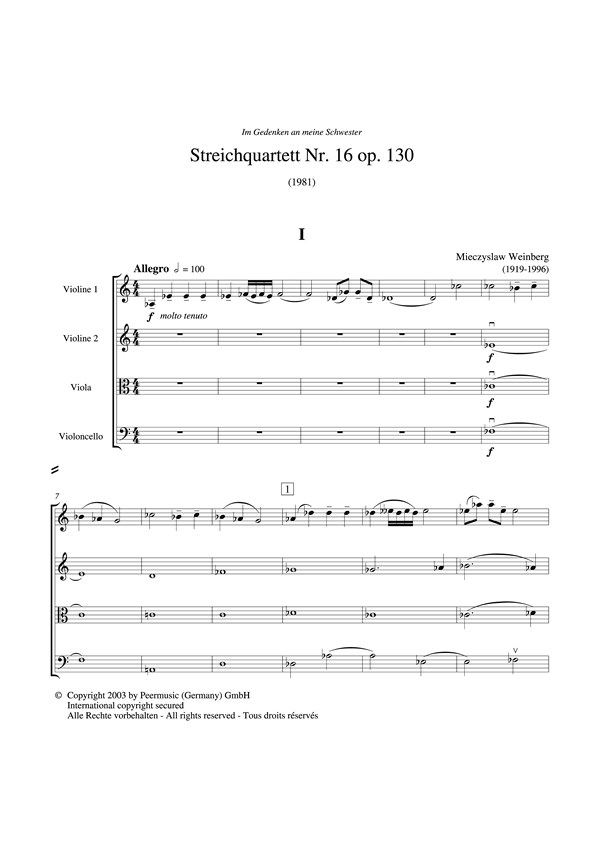 Mieczyslaw Weinberg - Streichquartett Nr.16 op.130