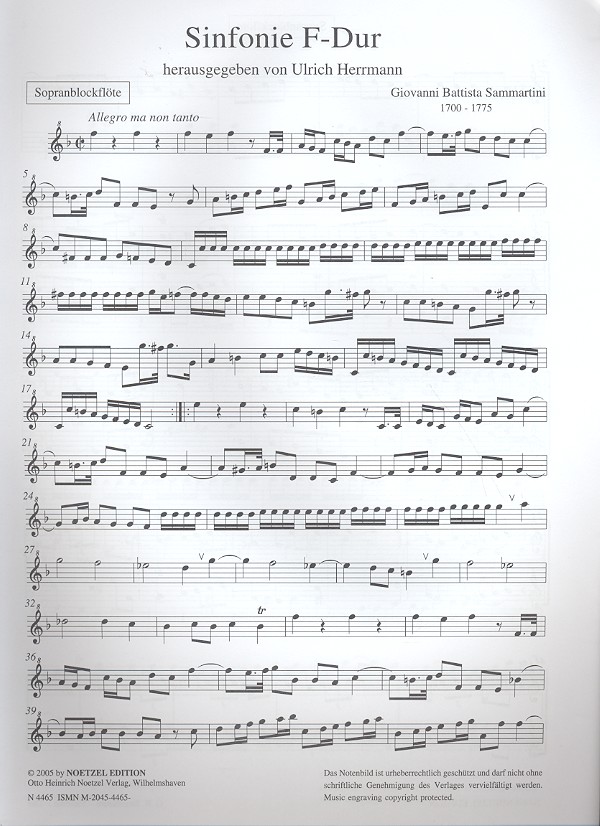 Giovanni Battista Sammartini - Sinfonie F-Dur für Orchester für