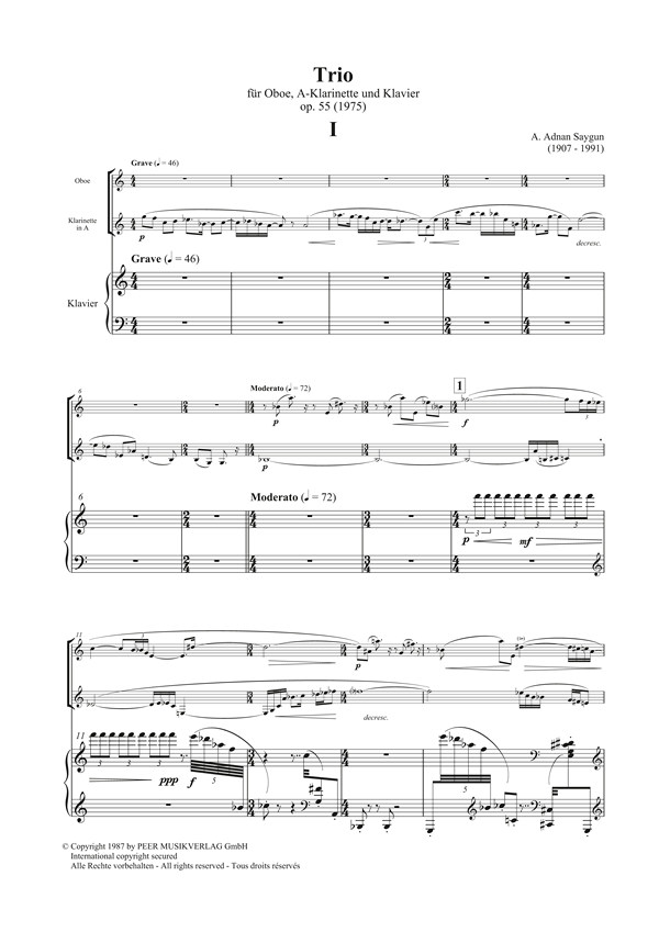 A. Adnan Saygun - Trio op.55 für Oboe,
