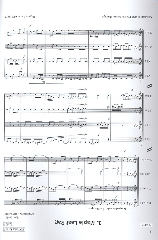 Rags to Riches 5 Stücke für 4 Klarinetten und