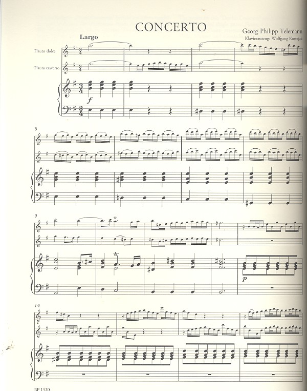 Georg Philipp Telemann - Concerto e-Moll für Altblockflöte,