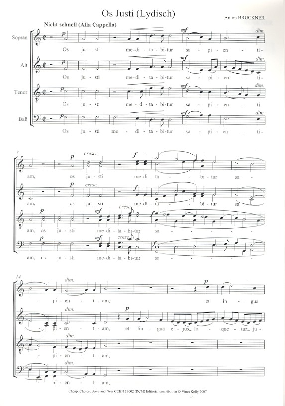 Anton Bruckner - Os iusti for 4 voices (recorders/viols/SATB)