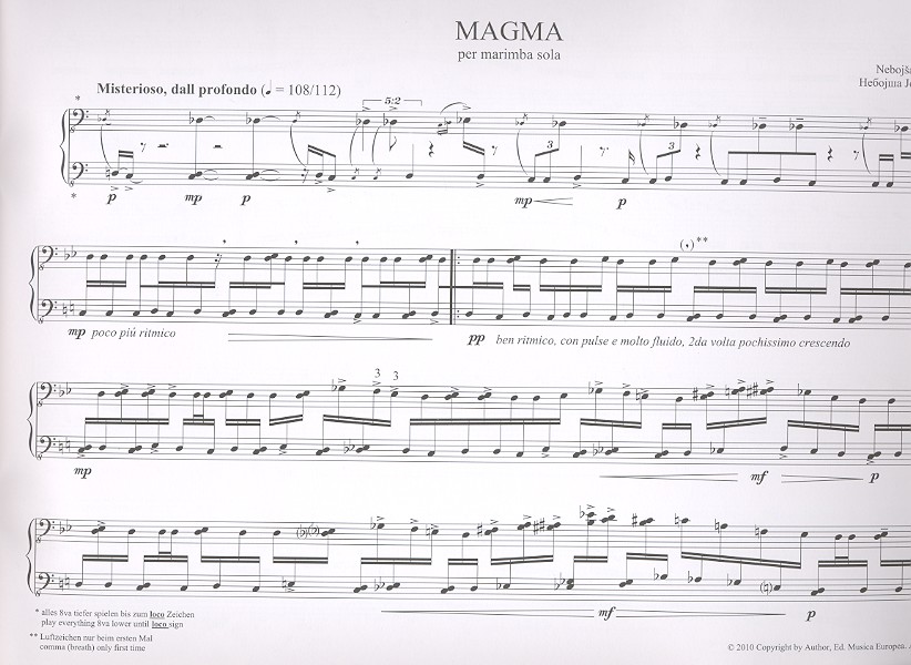 Nebojsa Jovan Zivkovic - Magma für Marimbaphon