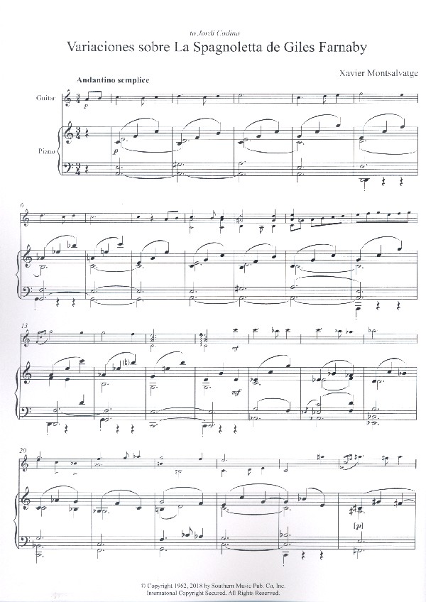  Xavier Montsalvatge - Variaciones sobre La Spagnoletta de Giles Farnaby