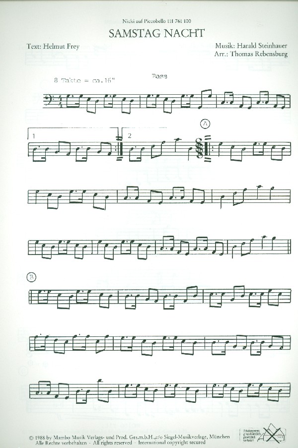 Samstag Nacht: für Salonorchester