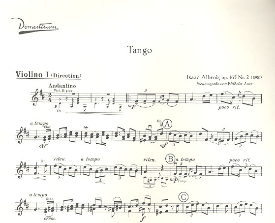 Isaac Manuel Albéniz - Tango op.165,2 für Salonorchester