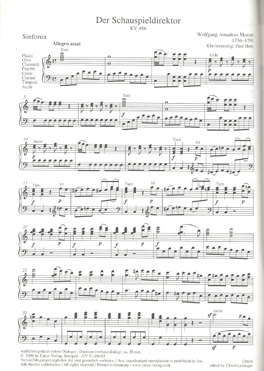 Wolfgang Amadeus Mozart - Der Schauspieldirektor KV486