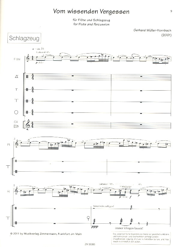 Gerhard Müller-Hornbach - Vom wissenden Vergessen für Flöte