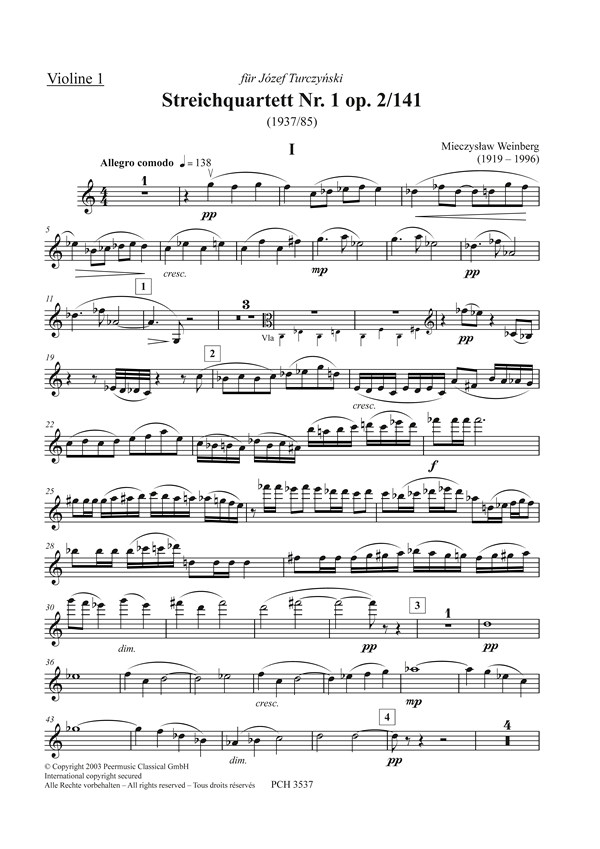  Mieczyslaw Weinberg - Streichquartett Nr.1 op.2/141