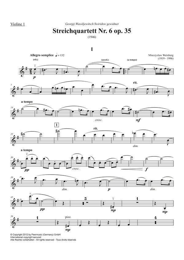  Mieczyslaw Weinberg - Streichquartett Nr.6 op.35