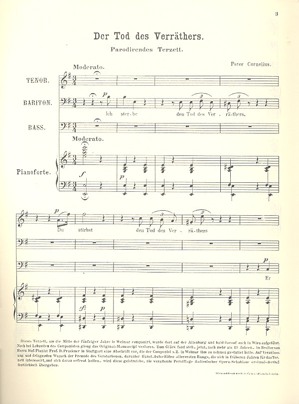 Peter *1824 Cornelius - Der Tod des Verräthers für Tenor, Bariton,