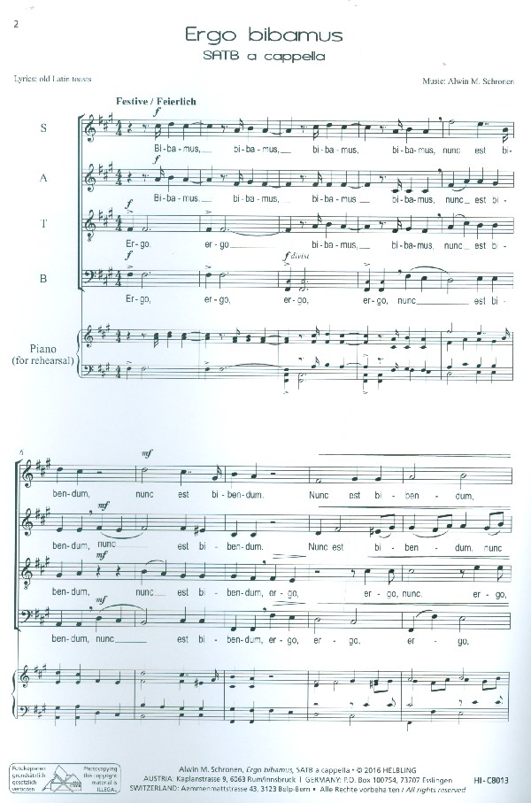 Alwin Michael Schronen - Ergo bibamus - Music Station