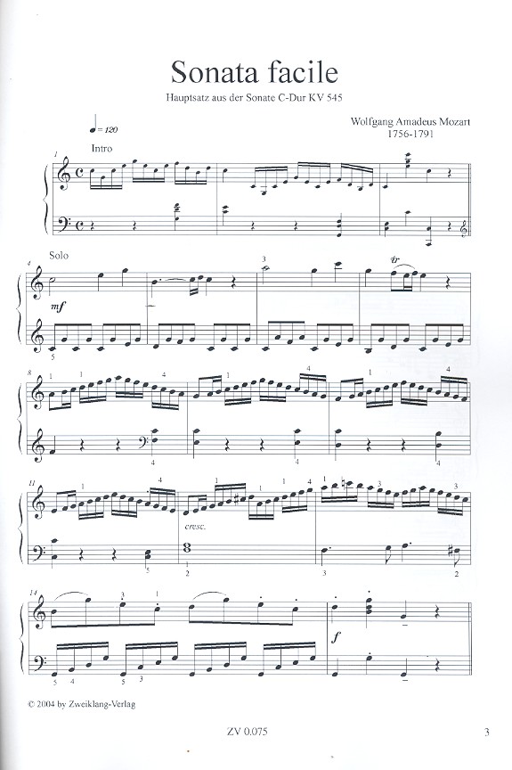 Wolfgang Amadeus Mozart - Sonata Facile C-Dur KV545