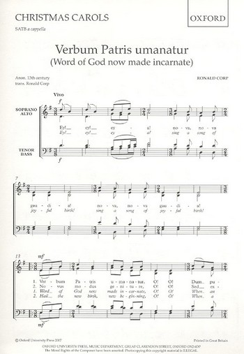Verbum Patris umanatur&nbsp;&nbsp;for mixed chorus a cappella&nbsp;&nbsp;score (lat/en)