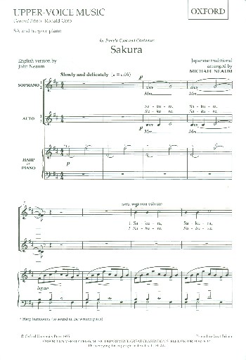 Sakura&nbsp;&nbsp;for female chorus and harp (piano)&nbsp;&nbsp;score